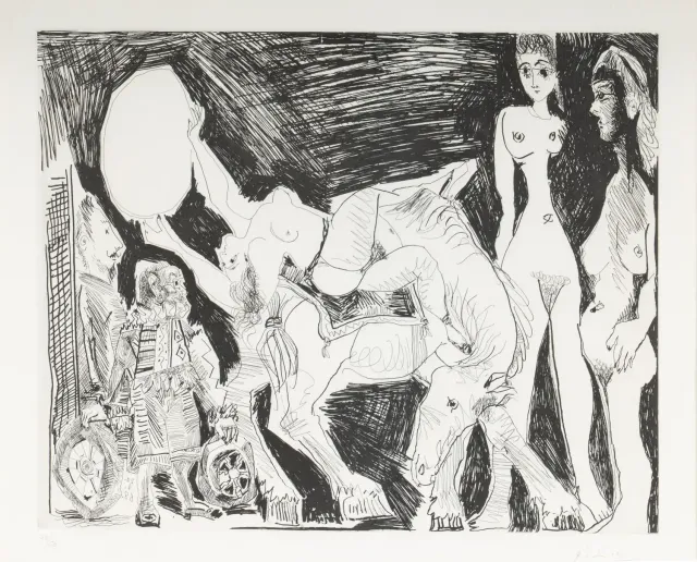 Cirque: écuyère, femmes et spectateurs, dont un garagiste déguisé (from Séries 347), 1968