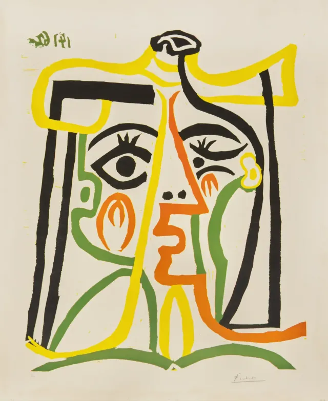 Portrait de Jacqueline au chapeau de paille, 1962