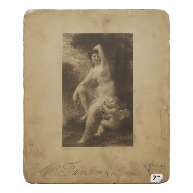 Original Lithographic Stone for Vénus et l'Amour (petite planche)