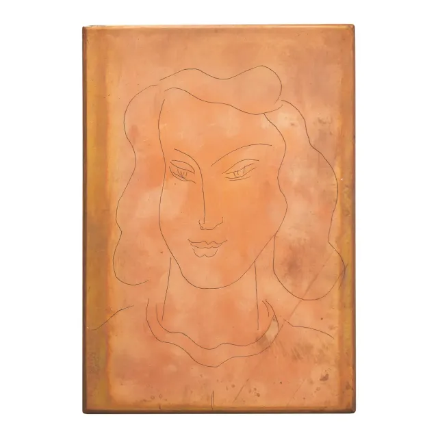 Original Copper Plate for Visage aux Yeux fixés vers le Sol, 1946
