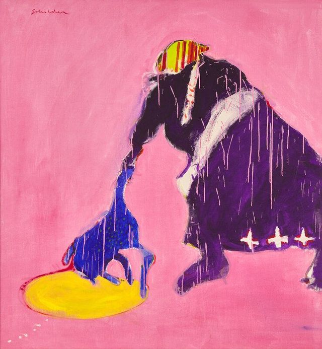 Indian Woman Roasting Dog