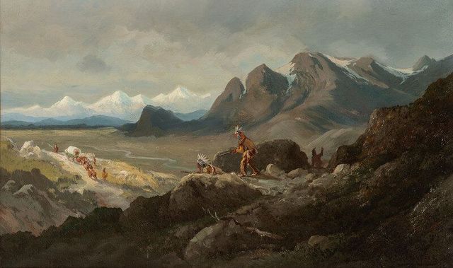 Indians Watching a Wagon Train