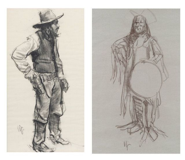 Standing Indian and Standing Cowboy (A Pair)