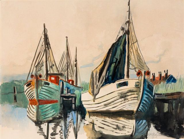 Fischkutter im Lebastrom II (Fishing Boats in the Lebastrom II), 1933