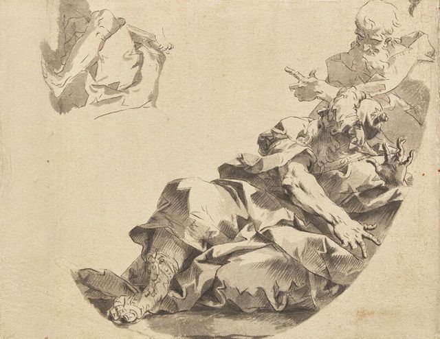 Study of a Ceiling Decoration, with Two Bearded Male Figures and a Study of the lower half of a Kneeling Figure