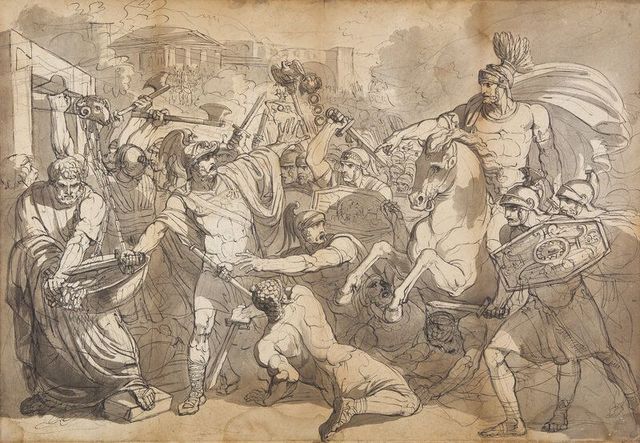 Marcus Furius Camillus liberating Rome from the Gauls & A Compositional study of the same subject, 1807 (a double-sided drawing)