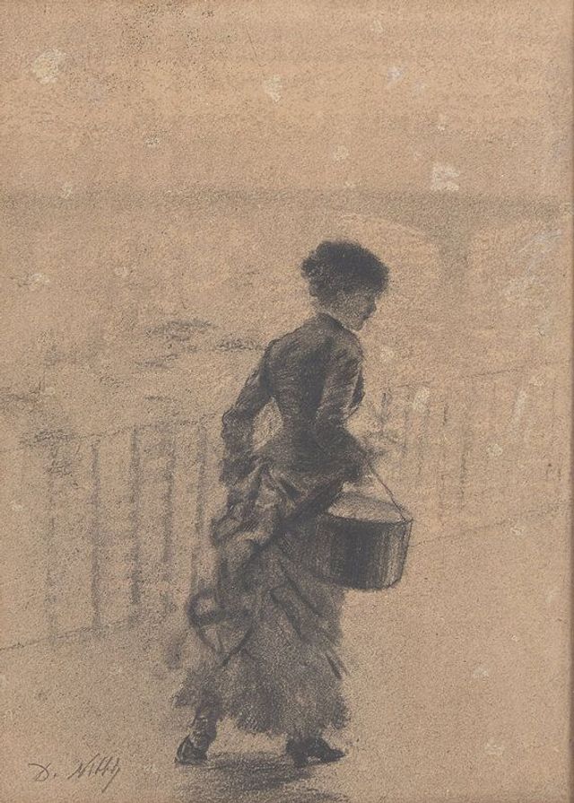Woman walking on the Quai