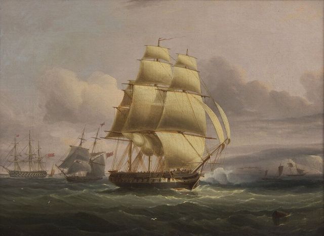 Starboard View of a Brig Under Sail (Possibly The Needles)