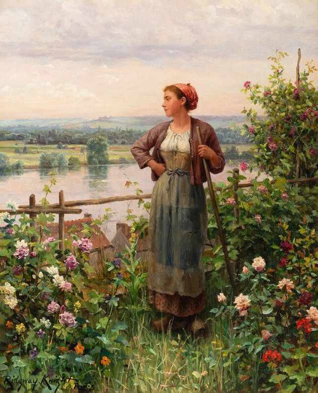 Among the Flowers, Rolleboise (Girl with Rake), 1904