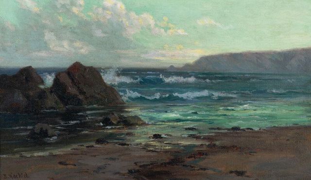 Across the Bay, with California Foothills (A Double-Sided Work)