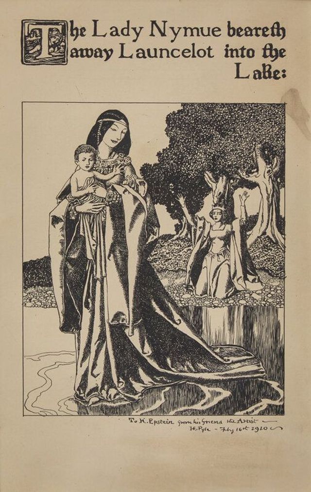 Champions of the Roundtable: The Lady Nyueme beareth away Launcelot into the Lake, 1905