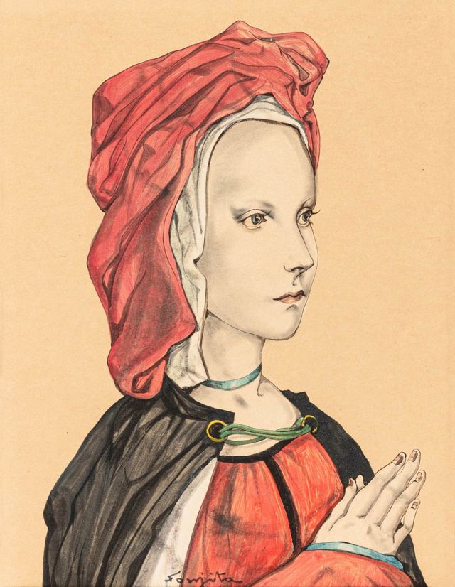 Jeune femme, les mains jointes en prière