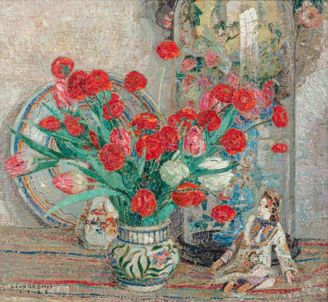 Bouquet d'œillets et tulipes