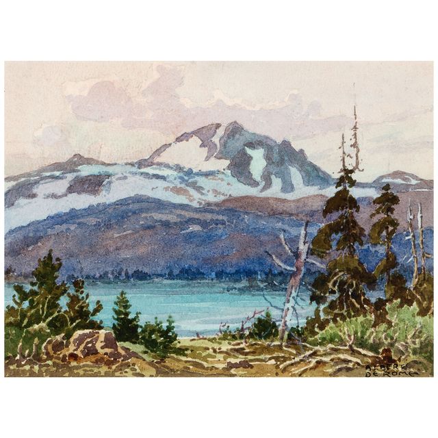 Meadow N.W. of Quincy, Mt. Lyell Glacier and Mt. Lassen (a group of three)