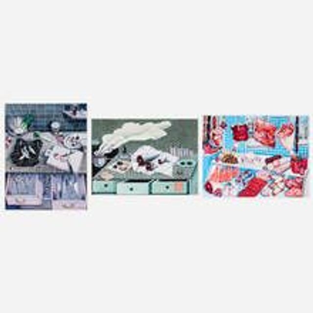 The Green Kitchen; Preparation; The Meat Stall with Squashed Pigeon (three works)