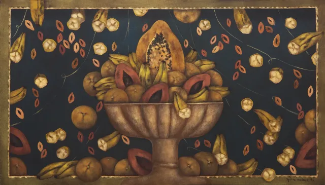 Frutero con fondo azul, 1993