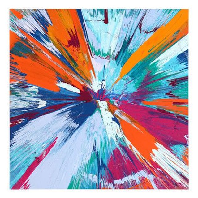 Beautiful Squashed Orange and Splattered Cherry Painting